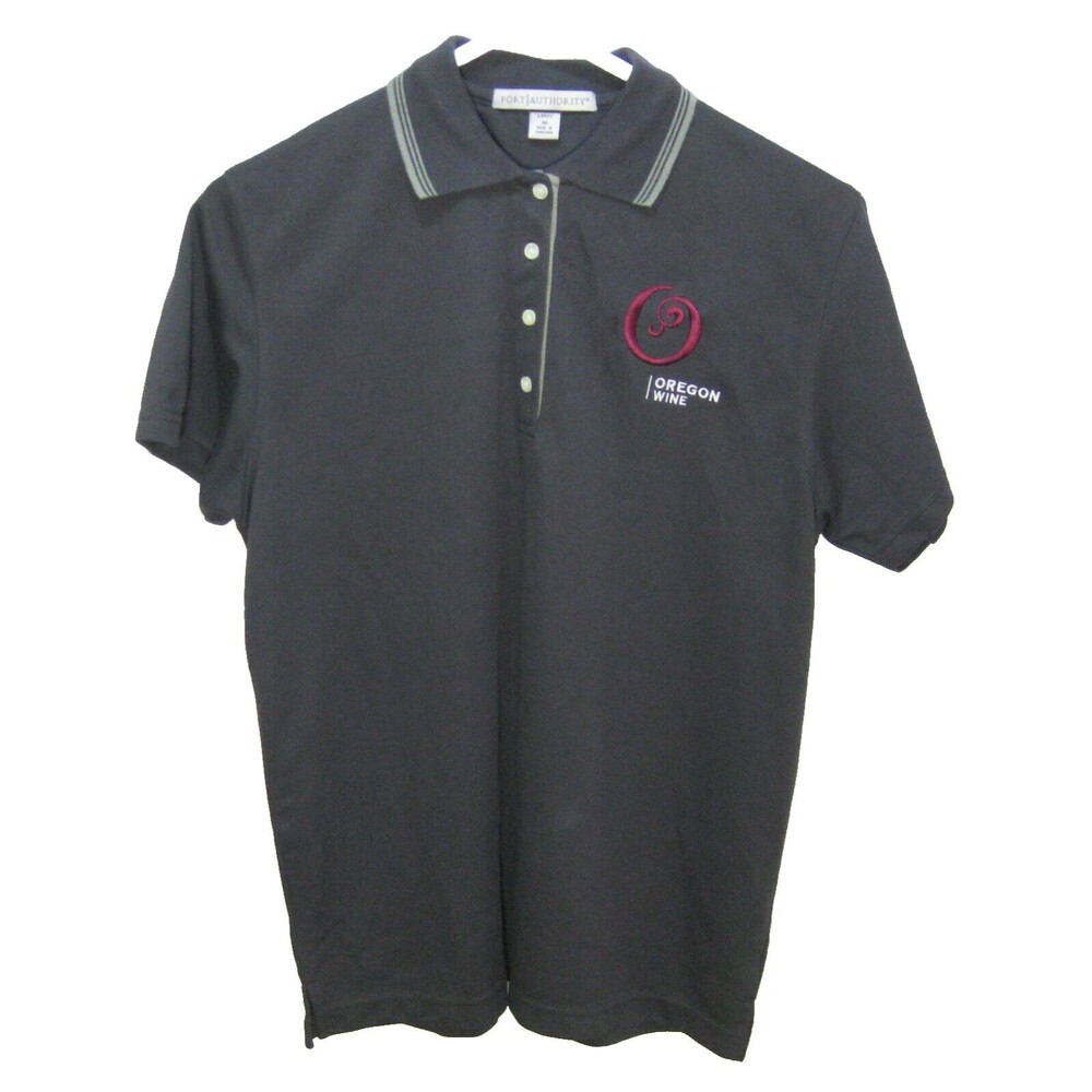 New OREGON WINE Women's Size Medium Gray Short Sleeve Polo Shirt Port Authority